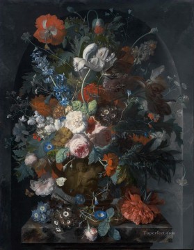 Jarrón de flores en un nicho de flores clásicas de Jan van Huysum Pinturas al óleo